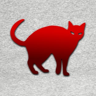 Halloween Cat Red Spooky Angry Tail Pet Animal T-Shirt